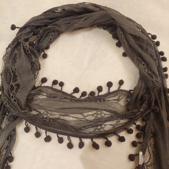 2 for $25 | pompom fringed lace neck tie - Picture 2 of 4